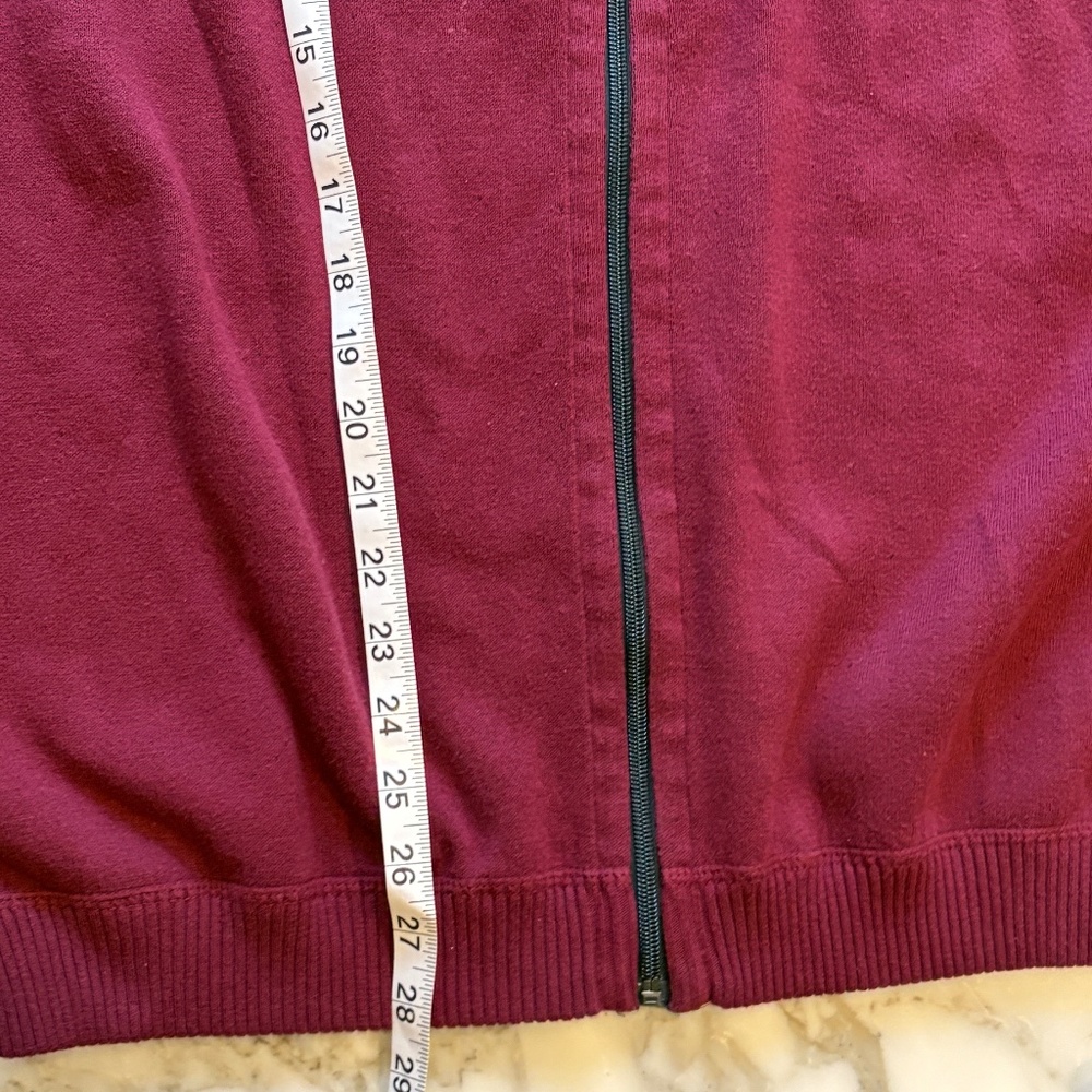 Alan Flusser 100% Cotton Full Zip Maroon Sweater Vest - Picture 7 of 8